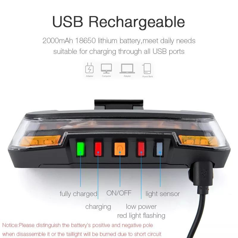 Bicycle Lantern Automatic Bike Brake Light Safety Smart Remote Wireless Control Bicycle Light